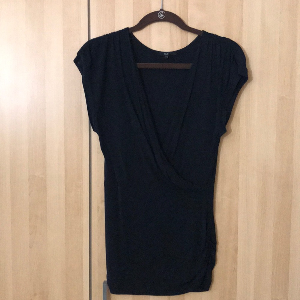 Tart faux wrap, cap sleeve top